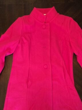 Allegra K Hot Pink Stand-Collar Trench Coat